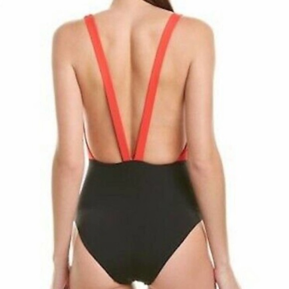 With Tags $175 Onia Iona Lace Up Plunge Swimsuit Size Large - Picture 3 of 11